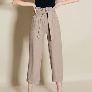 Black Crane Burlap Pants in Oatmeal